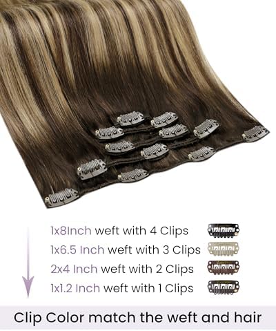LaaVoo Clip in Hair Extensions Human Hair 22in Remy Silky Full - Image 2