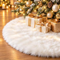 36 Inch White Christmas Tree Skirt, Fluffy Plush Round Base Cover by Unknown