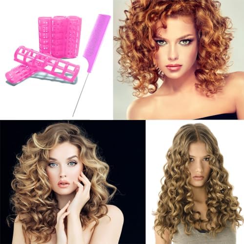 28PCS Plastic Hair Rollers Set 1.5cm/0.6in Heatless Hair Rollers Hair Curlers Snap on Rollers Self Grip Rollers Hairdressing Curlers Tools for DIY Hairdressing Hair Salon(pink) - Image 5