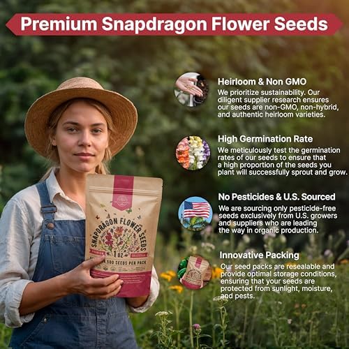 Snapdragon Flower Seeds Pack 1 oz - Over 414,500 Non-GMO Heirloom Snapdragon Seeds for Planting Indoor & Outdoor Gardening, Flower Seed for Home and Garden in Individual Packet, Floral Perennial Mix - Image 6