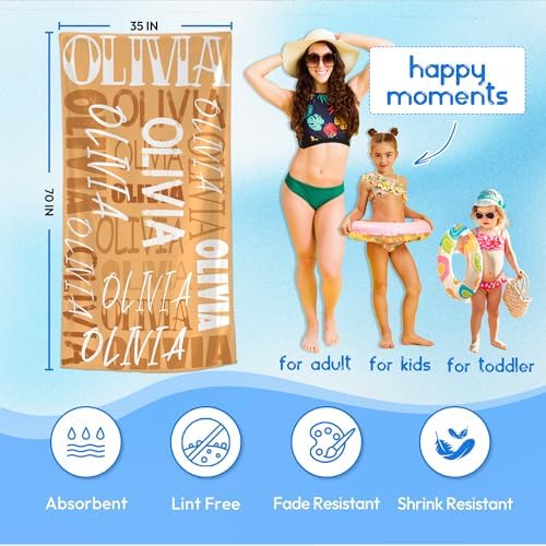 JML Personalized Beach Towel with Name, Custom Beach Towel with Name, Customized Microfiber Pool Towel, Quick Dry & Absorbent Swim Towel for Adult,Anniversary, Birthday, Summer Holiday,Vacation - Image 3