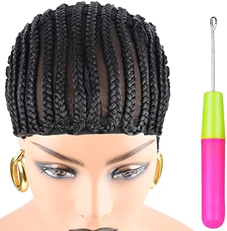 1PCS Breathable Braided Crochet Cornrows Wig Caps for Making Synethic Wigs Durable Stable Black Easier Sew in Braiding Wigs Cap Medium Size by xccoco
