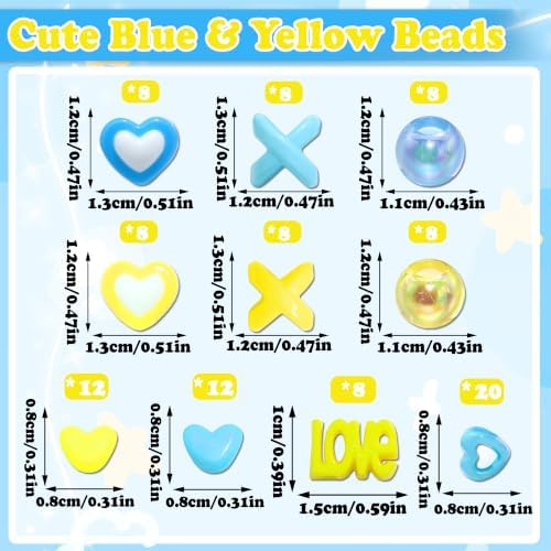 NAISKA 100PCS Yellow Blue Beads for Hair Heart Braids Beads Cute Pony Beads - Image 4