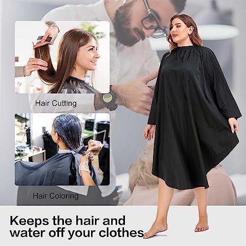 PERFEHAIR Professional Salon Client Hair Cutting Cape Gown, Barber Haircut Cape with Sleeves - Black - Image 6