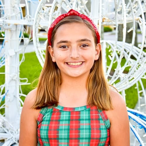 FROG SAC Knot Headband for Girls - Red Sequin Knotted Hair Bands Accessories for Kids, Sparkly Little Girl Headbands for Children, Holiday Christmas Valentines Sparkle Hairbands for Tweens - Image 6