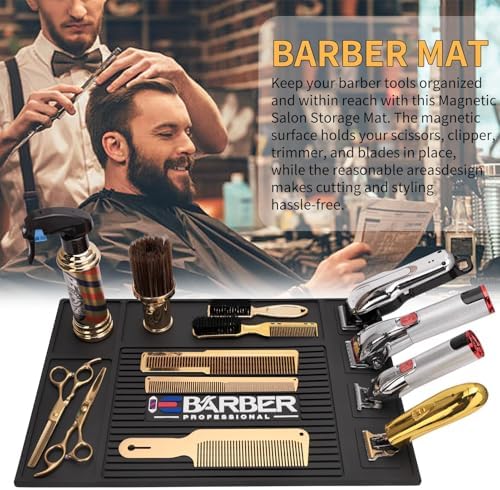 Magnetic Barber Mat for Station Barber Organizer Mat for Clipper Salon Station Tools with 4 Slots for Clippers Salon Barbershop Work Station Pads Anti Slip(4 Slots) - Image 7