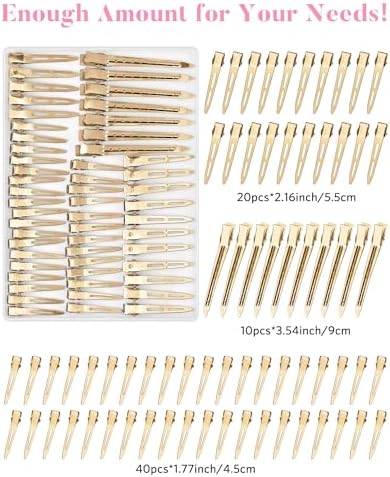 MORGLES 70PCS Metal Hair Roller Clips Golden with Rat Tail Combs for Women - Image 4