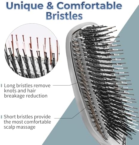 Hair Brush for Women Plating color for Thick Curly Thin Long Short Wet or Dry Hair Adds Shine and Makes Hair Smooth Detangling Brush Scalp Massage Styling Portabl(silver) - Image 4
