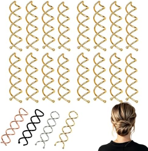12 Pack French Twist Hair Braiding Tool, Spiral Hair Bun Maker & Twist Hair Styling Clip for Women Girls, Easy DIY Lazy Hair Curler Roller Braider Accessories (Gold) by Elradin
