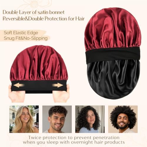 YANIBEST Soft Satin Bonnet for Men Women, Sleep Cap to Maintain Moisture - Image 3