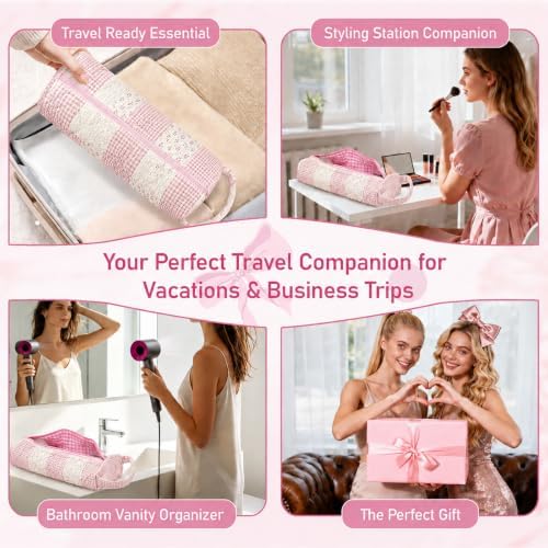 Hair Tool Organizer Travel Bag for Curling Irons & Dryers (Ethnic Pink) - Image 6