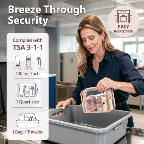 PACKISM TSA Approved Toiletry Bag - Clear Makeup Bag for Travel, Pink - Image 2