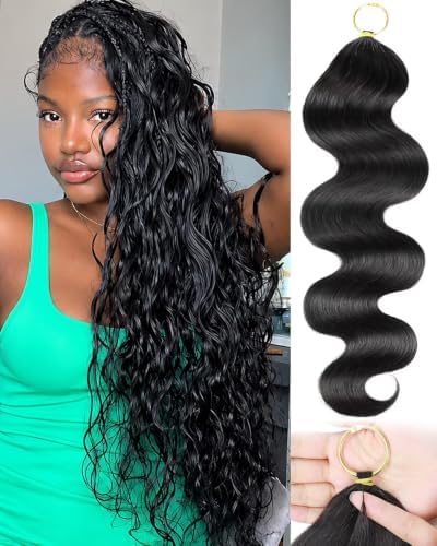 18 Inch Human Crochet Hair for Black Women, Feather Human Hair Extensions 55g 40 Strands, Miracle Look Hair Bundles, Soft Lightweight Small Knots Body Wave Texture for Protective Styles by VDZ100HumanHair