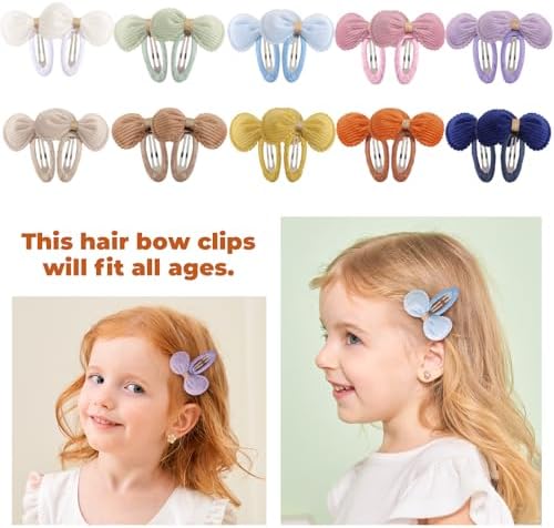 YHXX YLEN 20PCS Baby Bow Hair Clips, Soft Fully Wrapped Toddler Hair Clips - Image 5