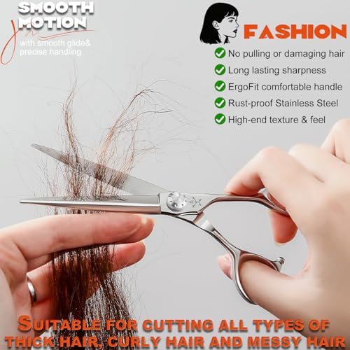 High-end Professional Extremely Very Sharp Barber Hair Cutting Scissors Hairdresser Shears For Hair 6.5 Inch Haircut Scissor Made Of Stainless Steel Alloy For Hairdressing Salon and Home Use - Image 6