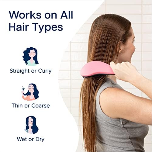 Crave Naturals Glide Thru Detangler Brush Pack of 2 - Curly Hair Brush for Women and Kids - Wet and Dry Comb for Adults - Soft Flexible Bristles for Gentle Use - Pink and Soft Hazy Swirl - Image 4