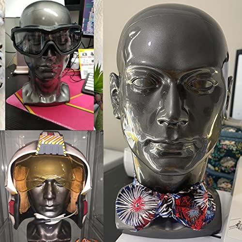 FanLin Male Mannequin Head Professional Manikin Head for Display Wigs Hats Headphone Mask Sunglasses Jewelry and Scravat Display Stand (Bright Gray) - Image 2
