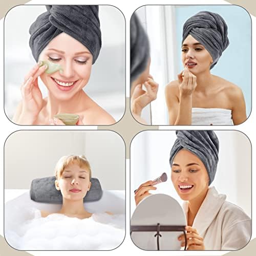 SUNLAND Microfiber Hair Towel 40 X 20 inches 2Pack Grey - Image 3