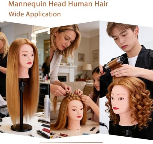80% Human Hair Mannequin Head 26-28"Doll Head for Hair Hairdresser Practice - Image 3