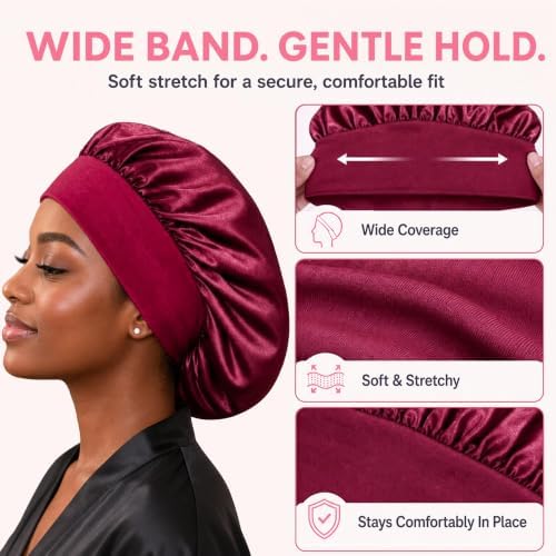 4Pcs Silk Satin Hair Bonnets for Sleeping Women Men Sleep Cap - Image 6
