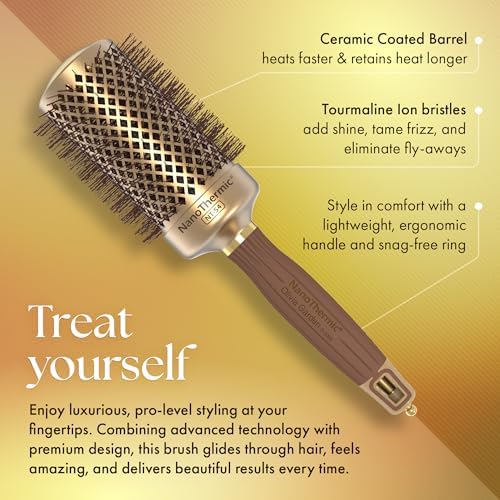 Olivia Garden NanoThermic Ceramic + Ion Round Thermal Hair Brush - Not Electrical - Professional Blowout Brush for Normal to Thick Hair - Image 3