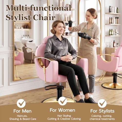 Salon Chair for Hair Stylist Reclining Barber Chair for Home Barbershop - Image 6