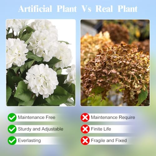 3FT Artificial Hydrangea Tree,White with Spikes 2 Pack - Image 3
