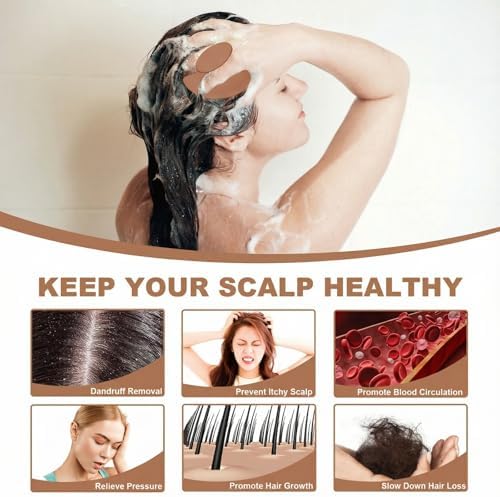 Meartchy Silicone Scalp Massager Shampoo Brush, Scalp Brush for Hair Growth & Dandruff Removal, Hair Scrubber Scalp Stimulator Exfoliator Brush with Soft Bristles for Wet Dry Scalp Care (Brown) - Image 4