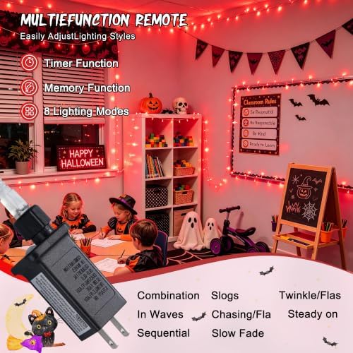JMEXSUSS 66ft 200 LED Red Halloween Indoor Outdoor String Lights Plug in - Image 3