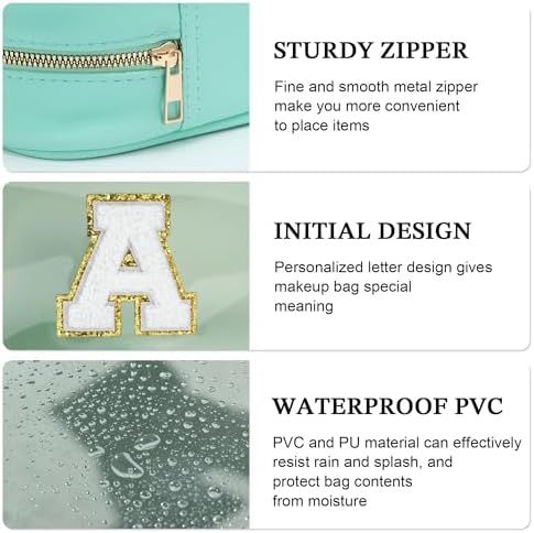 YOOLIFE Initial Clear Makeup Pouch, Clear Makeup Bag Cosmetic Travel Beach Toiletry Bag Travel Essentials Gifts for Women Teen Girlfriend Teacher Mom Birthday Gift for Women Teen Zipper Pouch Blue A - Image 5