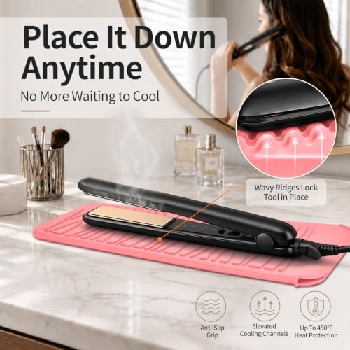 Silicone Heat Resistant Travel Pouch for Hot Hair Styling Tools - Straightener, Crimping Iron, Curling Wand, Flat Iron, and Waving Iron (Light Pink) 1 Pack - Image 3