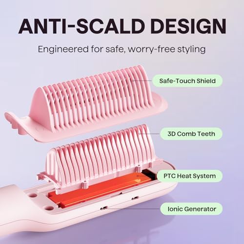 Wavytalk Hair Straightener Brush, Sleek Sweep Ionic Straightening Brush - Image 6