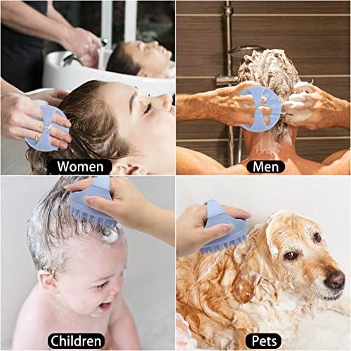 Silicone Hair Scalp Massager Shampoo Brush Scalp Scrubber Hair Washing Brush Exfoliating Brush Head Scrubber for Shower - Blue - Image 5