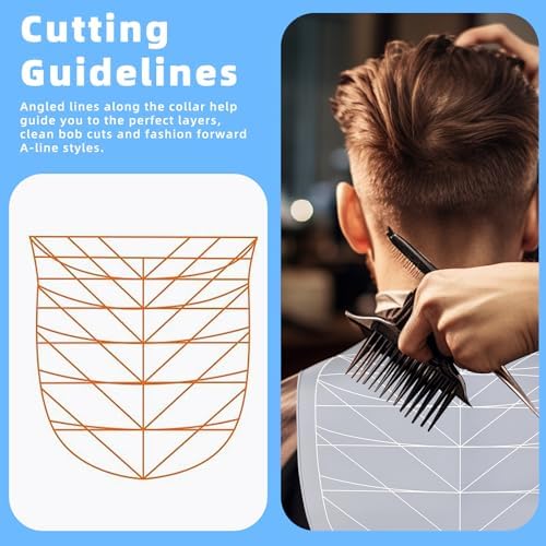 Professional Hair Cutting Cape with Geometric Grid Pattern, Longer Silicone Waterproof Cutting Mat,Neck Guide - Image 3
