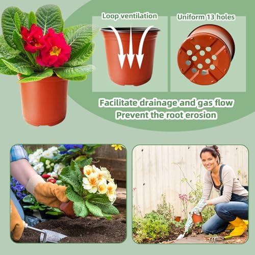 Baaxxango 100 Pcs Plant Nursery Pots,6 Inch Thicker Plastic Seedling Pots with Holes,Seed Starting Pot Flower Plant Container for Succulents,Seedlings,Cuttings,Transplanting - Image 5