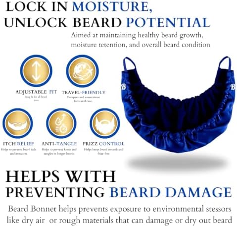 Black Satin Beard Bonnet for Men – Adjustable Beard Conditioning Cap for Sleeping, Retains Beard Oil & Moisture, Helps Prevent Itching, Split Ends & Breakage, Durag styled - Image 2