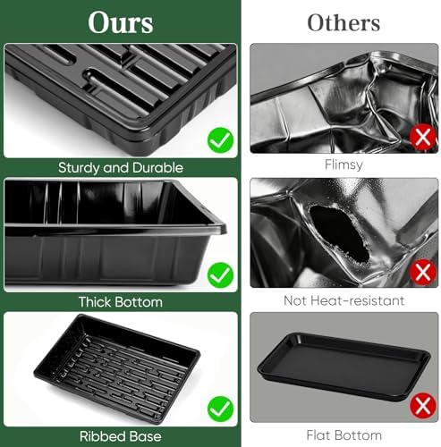Sckee Upgraded 20 Pack Plant Growing Trays Seed Starting Tray Microgreens Growing Trays Seedling Plant Germination Starter Tray Transplant Fodder Flats, No Holes, No Leakage, Reusable (1015) - Image 4