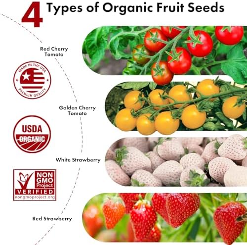 LYKOCLEAN Strawberry Seed Pods for AeroGarden, Ahopegarden, iDOO Hydroponics Growing System, 350 Seeds+ Including Red Cherry Tomato Golden Cherry Tomato, White Strawberry, Red Strawberry (12-Pods) - Image 2