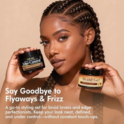 Edge Control Gel for 4C Hair Braiding Hair Gel Firm Hold, Hair Styling Wax Non-Greasy No Flaking Braid Gel (Edge Gel 1.7Oz +Braid Gel 1.7Oz) - Image 2