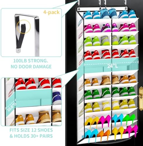 Shoe Rack for Door, Over Door Shoe Organizer for Closet - Image 4