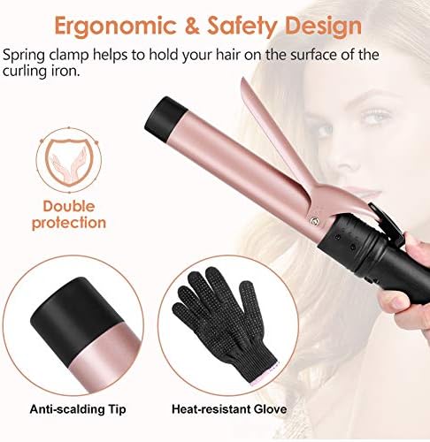 6-in-1 Curling Iron, Professional Instant Heat Up Hair Curling Wand Set with 6 Interchangeable Ceramic Barrels (0.35'' to 1.25'') and 2 Temperature Adjustments, Heat Protective Glove & 2 Clips - Image 5