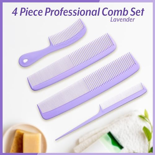 Mars Wellness 4 Piece Professional Lavender Comb Set for Women -USA MADE - Image 2