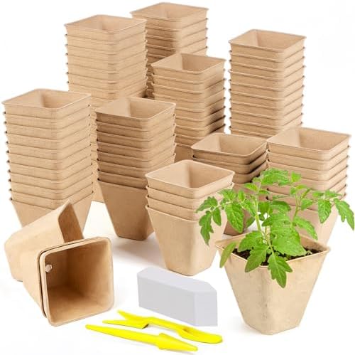 Peat Pots, 122 Pack 3.15 Inch Seed Starter Pots for Seedlings by Doubleggs