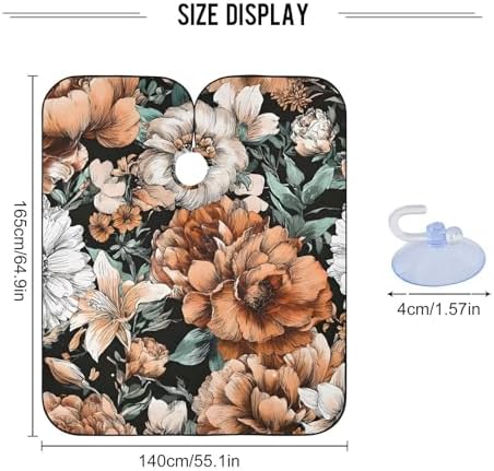 ALAZA Vintage Modern Floral Flower Barber Cape for Men Women, Waterproof Haircut Apron Beard Shaving Bib Hair Cutting Cloth 55 x 65 Inch - Image 3