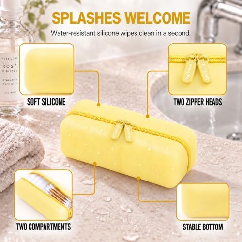 Cotton Pad Swab Travel Case, 2-in-1 Waterproof Organizer - Lemon Glow - Image 4