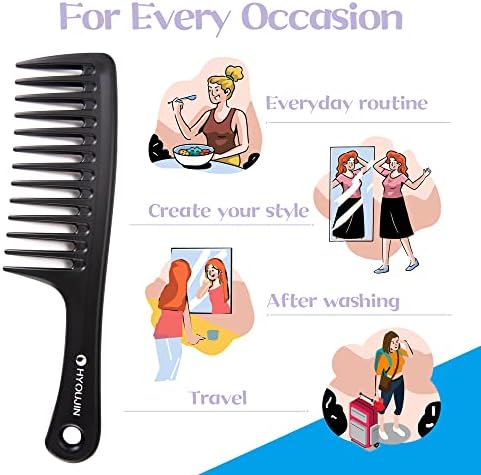 HYOUJIN Two Set Large Wide Tooth Comb Detangling Wet or Dry Combs for Shower, Hair Styling Brush for Natural, Curly, Long Hair for Women and Men - Image 6