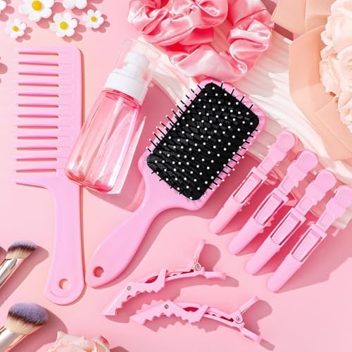 15 Pcs Slick Back Hair Brush Set, Bristle Hair Brush with Spray Bottle,Hair Clip,Edge Brush for Women, Men(Pink) - Image 7