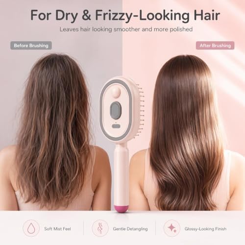 2026 Upgraded Electric Spray air Cushion Massage Comb, Anti-Static & Detangling,Retractable Massage Steam Brush for Frizzy Hair & Scalp Care,Women Men (Pink) - Image 3