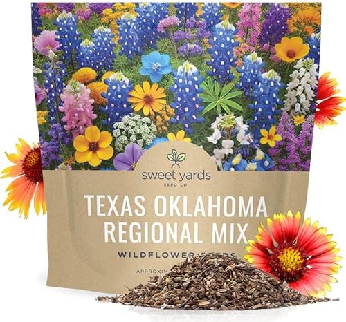 Texas Oklahoma Wildflower Seeds Mixture - Bulk 1 Ounce Packet - Over 15,000 Native Seeds - Open Pollinated and Non GMO by SweetYards
