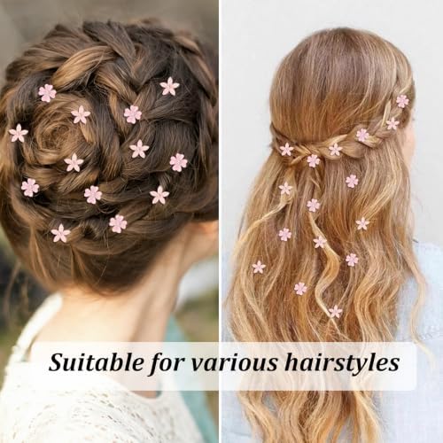Light Pink Mini Flower Hair Clips Cute&Wedding Hair Accessories - Image 3